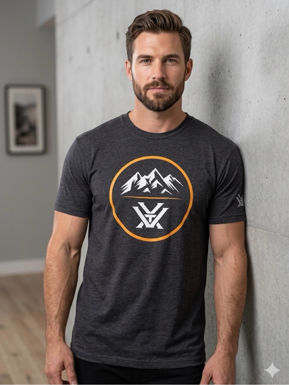 Vortex Optics Men's Three Peaks charcoal heather short sleeve t-shIrt size XL